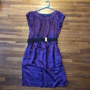 Banana Republic Purple 100% Silk Dress with Belt